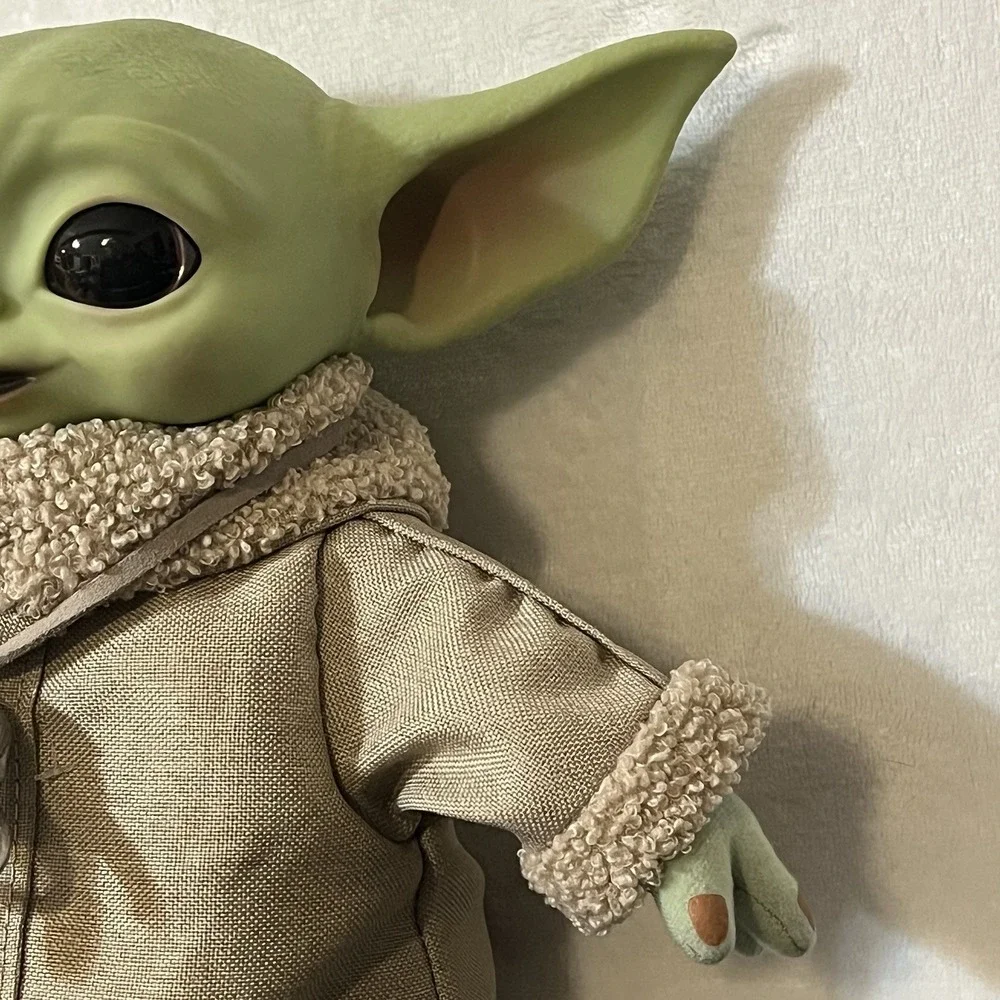 Baby Yoda Plush Toy Doll w/ Beige Outfit & Necklace Office Decor Mattel 2021 12